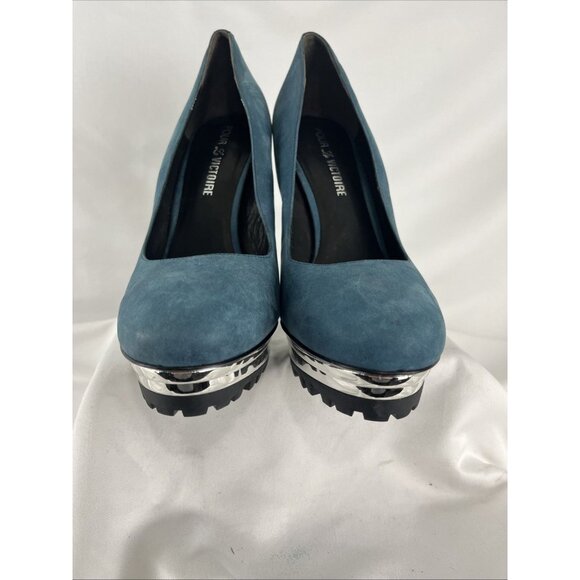 Pour La Victoire Suede Heel with Metallic Heel Women's Size 9.5 - Picture 9 of 11